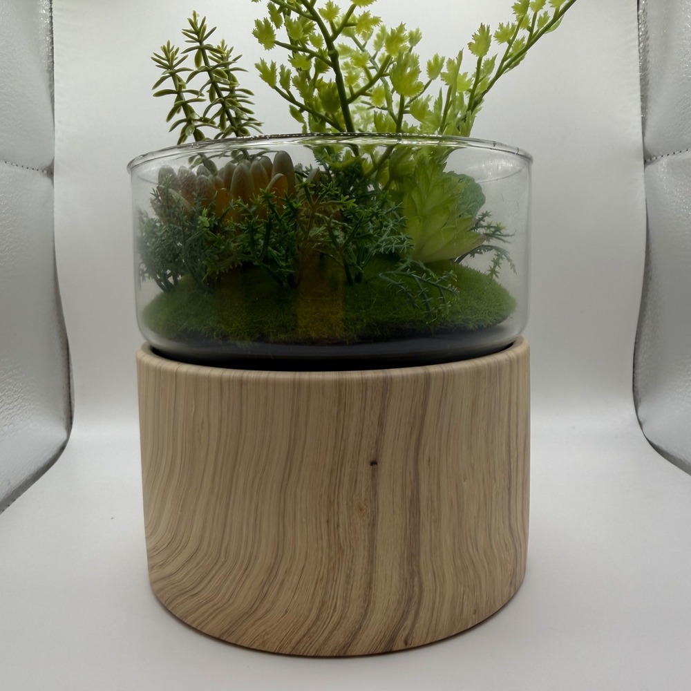 2pk Threshold Round Wood Faux Plant 6" Diameter Natural Wood base - Picture 2 of 4
